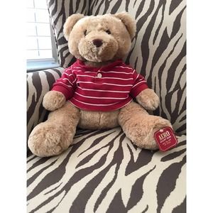 Aeropostale 16" Teddy Bear Red & White Striped Shirt Plush Stuffed   NWT